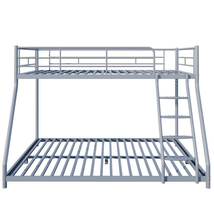 Twin over Full Metal Bunk Bed with Comfortable Rungs - Silver