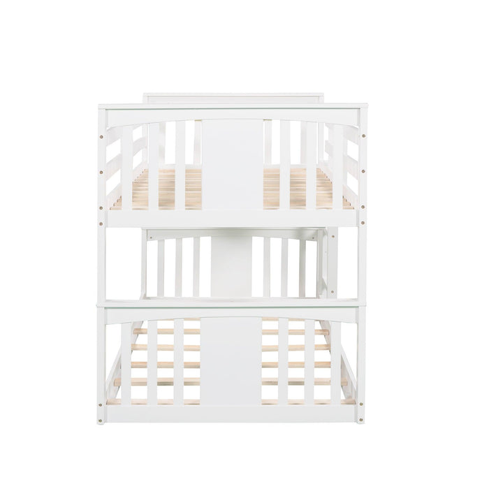 Twin over Twin Bunk Bed with Ladder - White