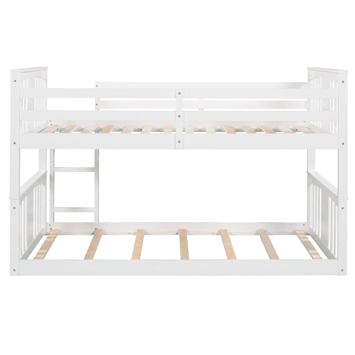 Twin over Twin Bunk Bed with Ladder - White