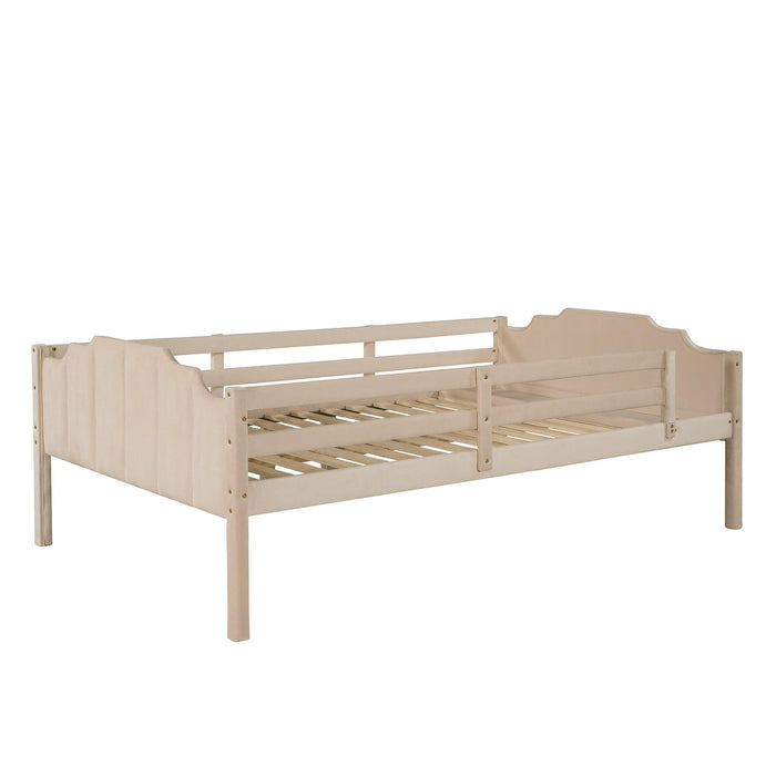 Full over Twin and Twin Bunk Bed with Drawers and Guardrails - Beige