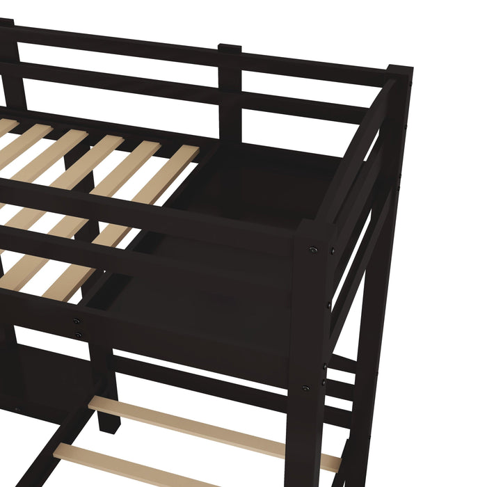 Twin over Twin and Twin Bunk Bed with Staircase andStorage Drawer - Espresso