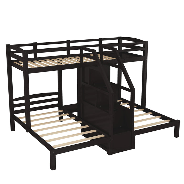 Twin over Twin and Twin Bunk Bed with Staircase andStorage Drawer - Espresso