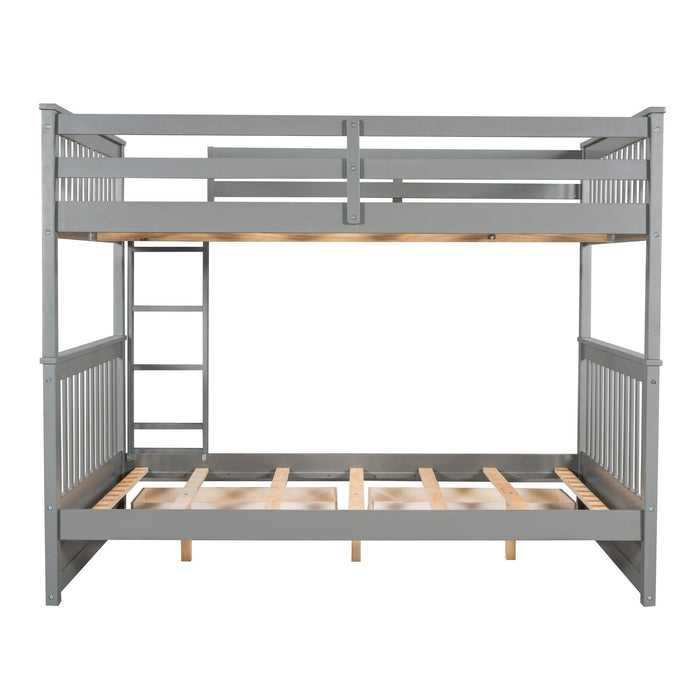 Full over Full Bunk Bed with Ladders and TwoStorage Drawers - Gray