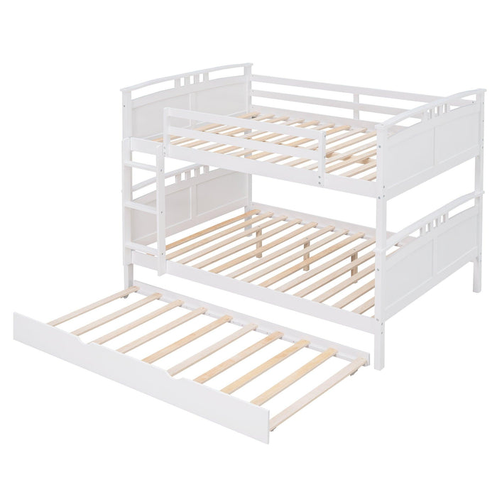 Full Over Full Convertible Bunk Bed into Beds with Twin Size Trundle - White