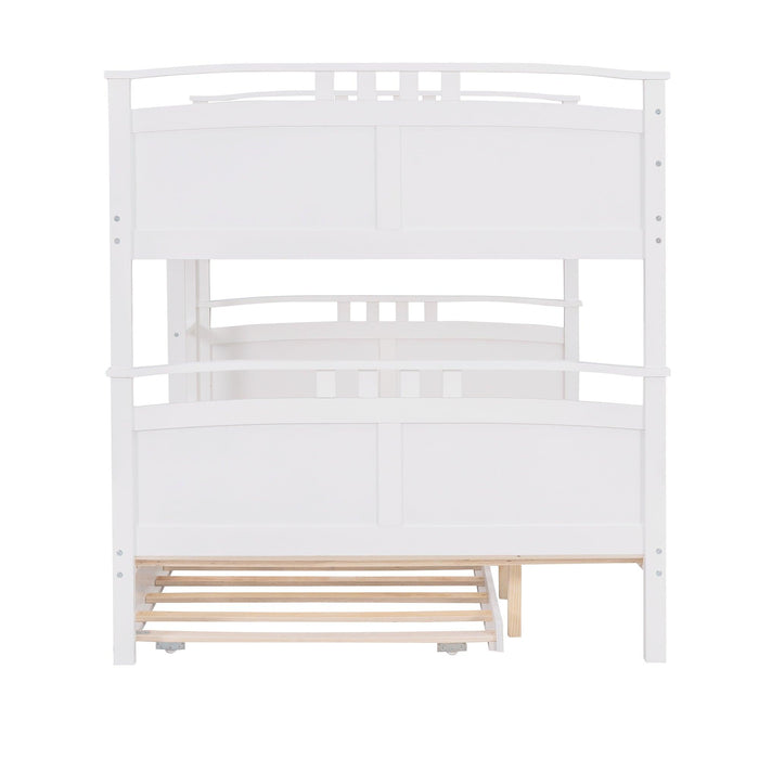 Full Over Full Convertible Bunk Bed into Beds with Twin Size Trundle - White