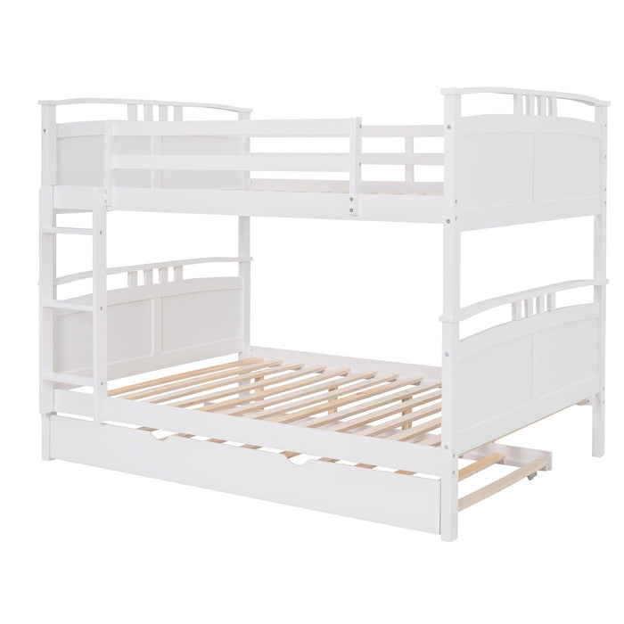 Full Over Full Convertible Bunk Bed into Beds with Twin Size Trundle - White