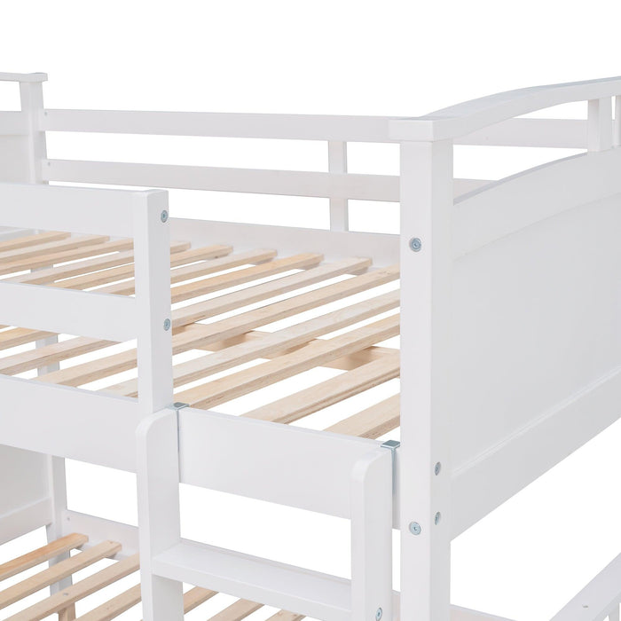 Full Over Full Convertible Bunk Bed into Beds with Twin Size Trundle - White