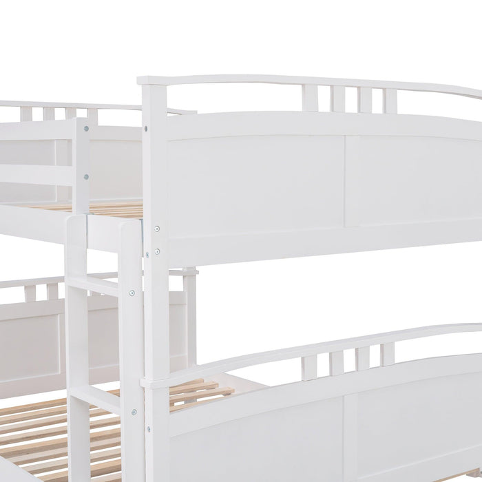 Full Over Full Convertible Bunk Bed into Beds with Twin Size Trundle - White