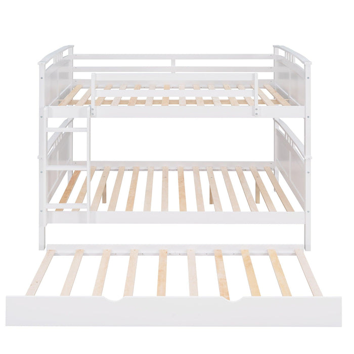 Full Over Full Convertible Bunk Bed into Beds with Twin Size Trundle - White