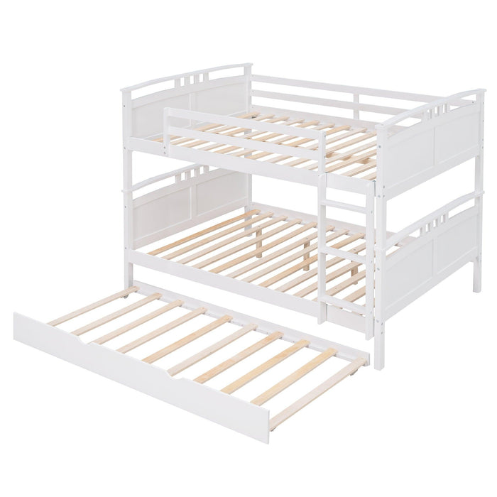 Full Over Full Convertible Bunk Bed into Beds with Twin Size Trundle - White