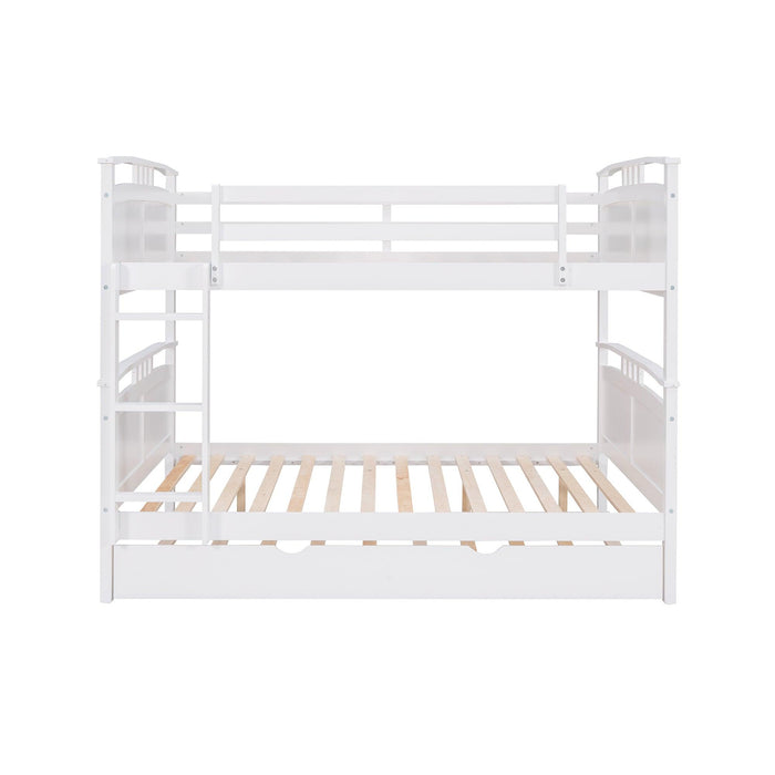 Full Over Full Convertible Bunk Bed into Beds with Twin Size Trundle - White