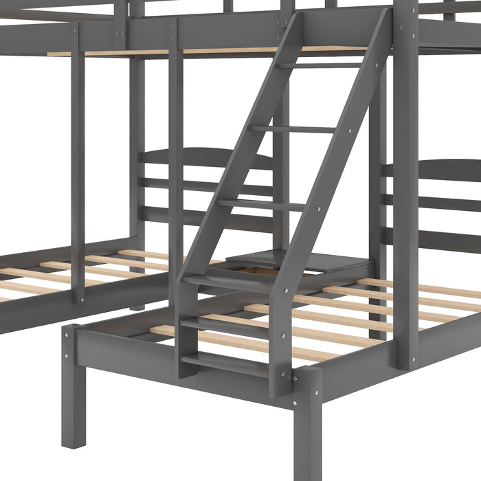 Full over Twin and Twin Bunk Bed - Gray