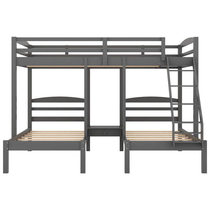 Full over Twin and Twin Bunk Bed - Gray