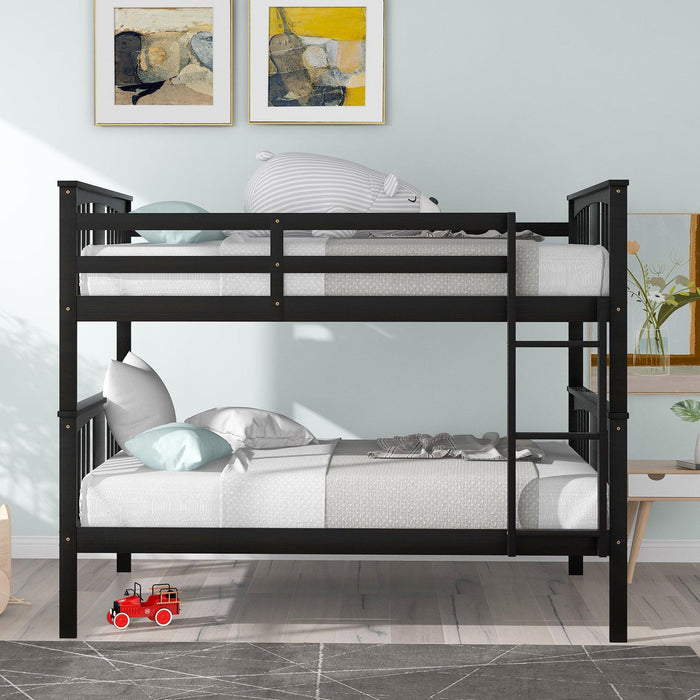 Full over Full Bunk Bed with Ladder and Head and Footboard - Espresso