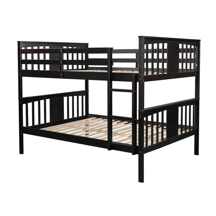 Full over Full Bunk Bed with Ladder and Head and Footboard - Espresso