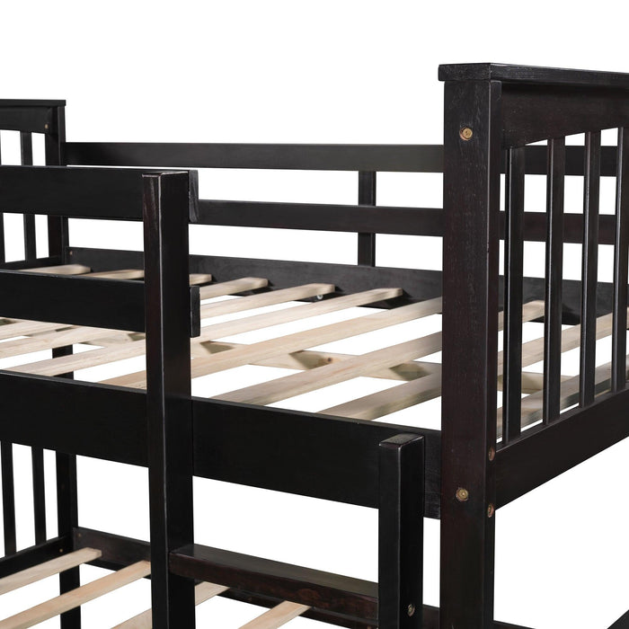 Full over Full Bunk Bed with Ladder and Head and Footboard - Espresso