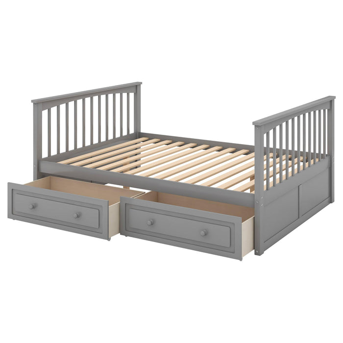 Full over Full Convertible Bunk Bed with Drawers and Head and Footboard - Gray