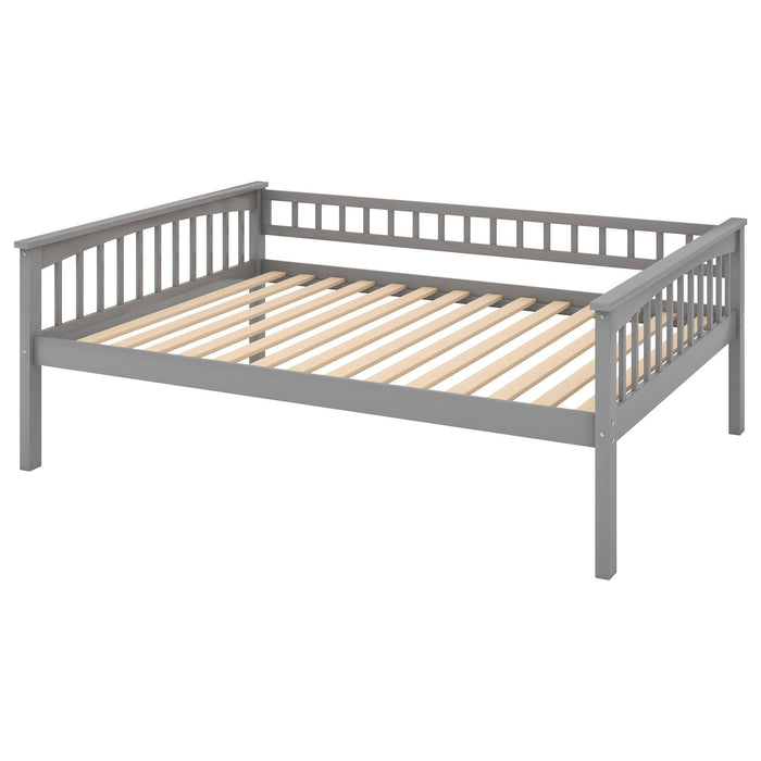 Full over Full Convertible Bunk Bed with Drawers and Head and Footboard - Gray