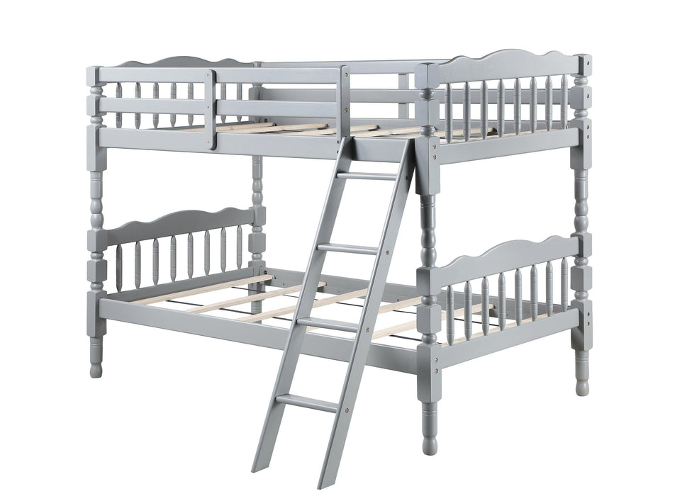 ACME Homestead Twin over Twin Bunk Bed with Ladder - Gray