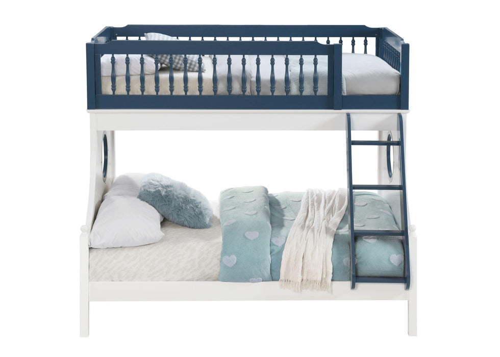 ACME Farah Twin overFull Bunk Bed -Navy Blue and White