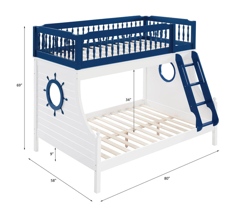 ACME Farah Twin overFull Bunk Bed -Navy Blue and White