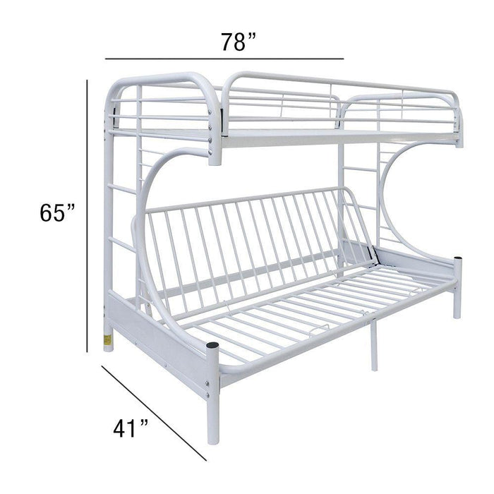 ACME Eclipse Twin over Full Futon Metal Bunk Bed - White