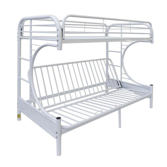 ACME Eclipse Twin over Full Futon Metal Bunk Bed - White