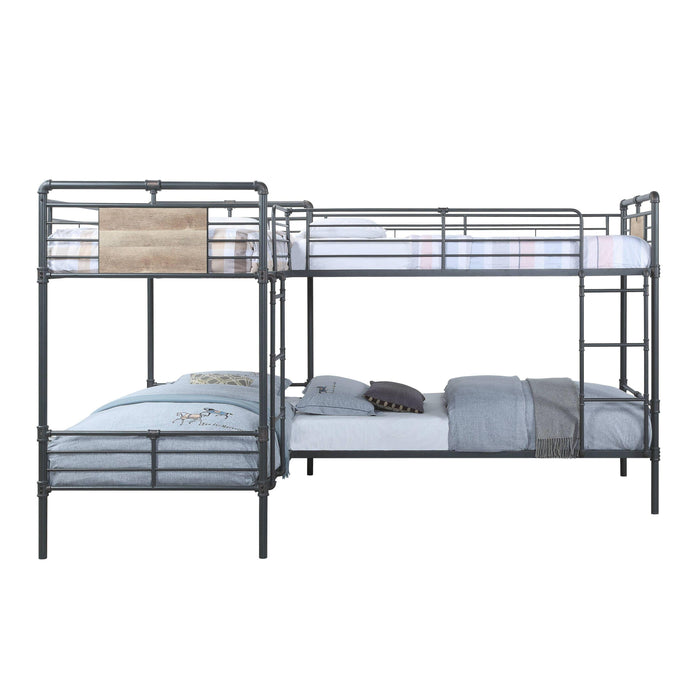 ACME Cordelia Twin over Twin L Shape Metal Bunk Bed - Sandy Black