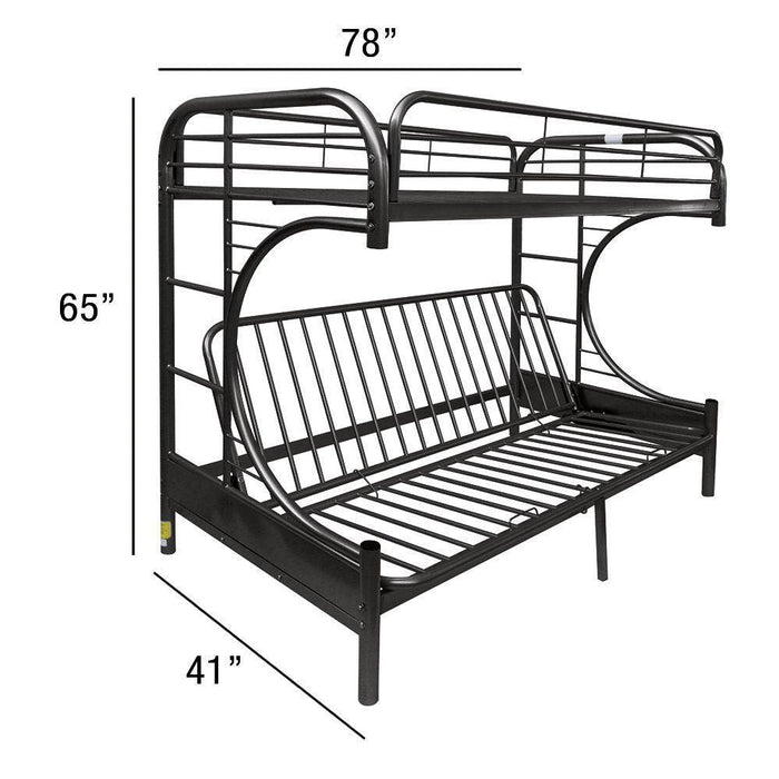 ACME Eclipse Twin over Full Futon Metal Bunk Bed - Black