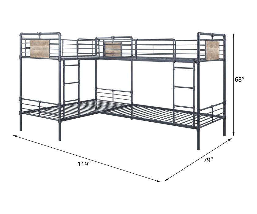 ACME Cordelia Twin over Twin L Shape Metal Bunk Bed - Sandy Black