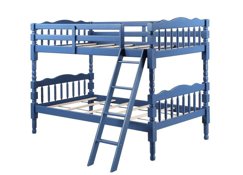 ACME Homestead Twin over Twin Bunk Bed with Ladder - Blue