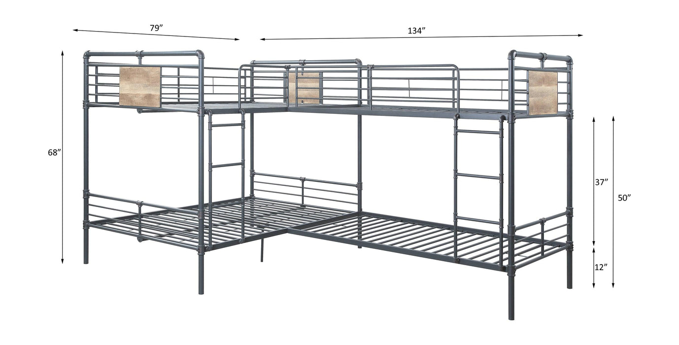 ACME Cordelia Twin over Full L Shape Metal Bunk Bed - Sandy Black