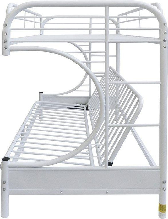 ACME Eclipse Twin XL over Queen Futon Metal Bunk Bed - White