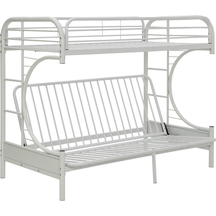 ACME Eclipse Twin XL over Queen Futon Metal Bunk Bed - White