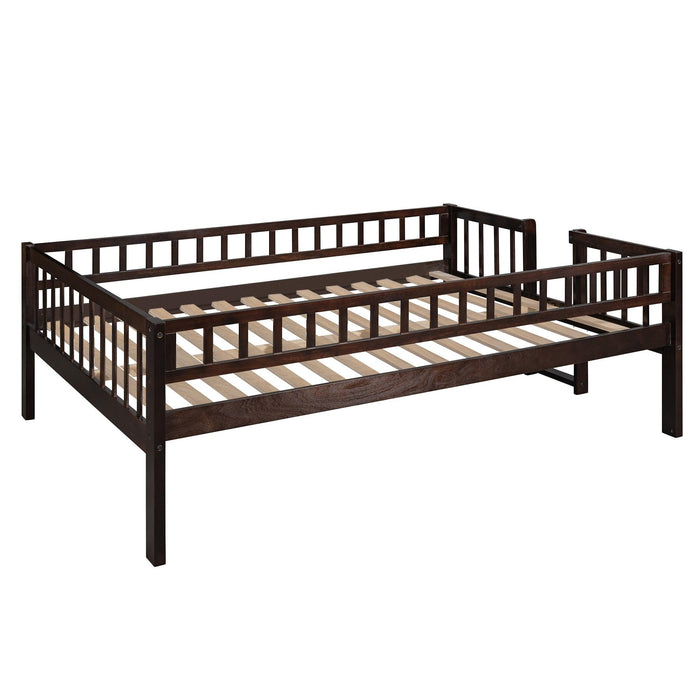 Full Over Full Over Full Triple Bunk Bed with Built-in Ladder and Slide - Espresso