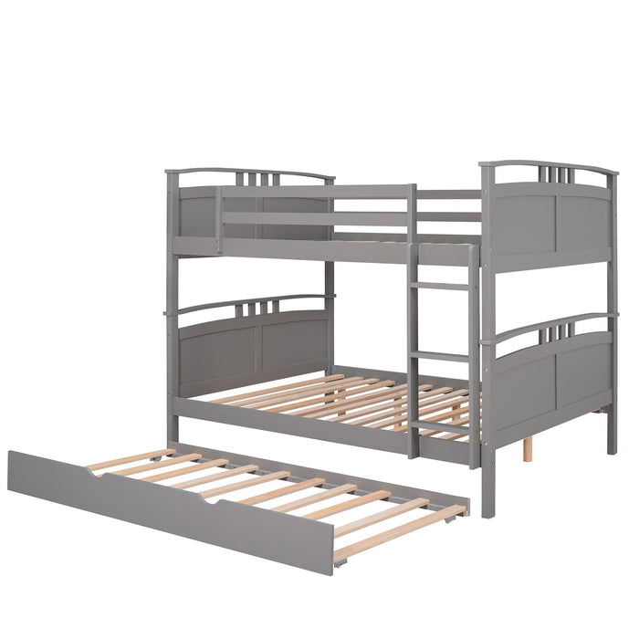 Full Over Full Convertible Bunk Bed into Beds with Twin Size Trundle - Gray