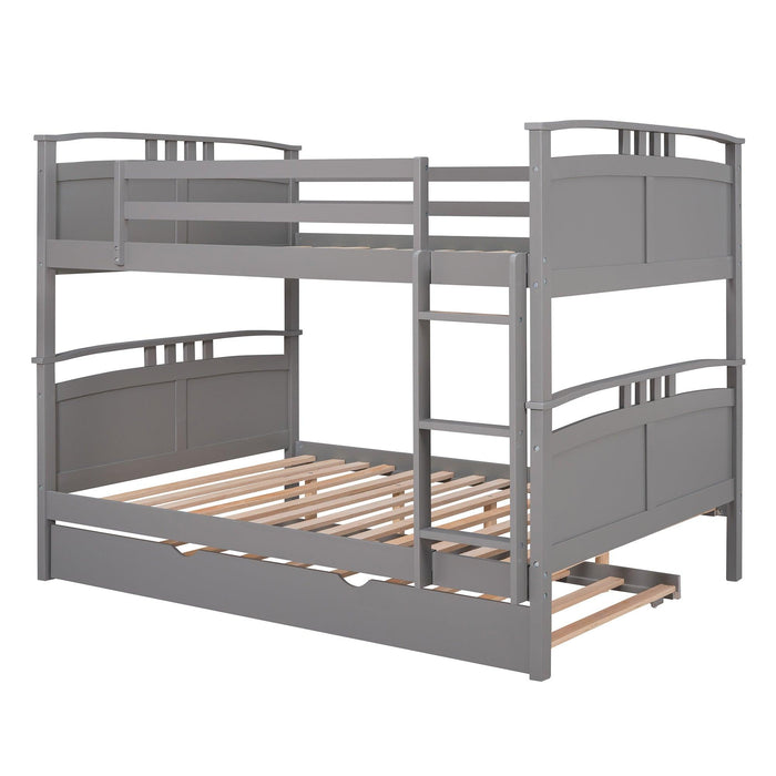 Full Over Full Convertible Bunk Bed into Beds with Twin Size Trundle - Gray