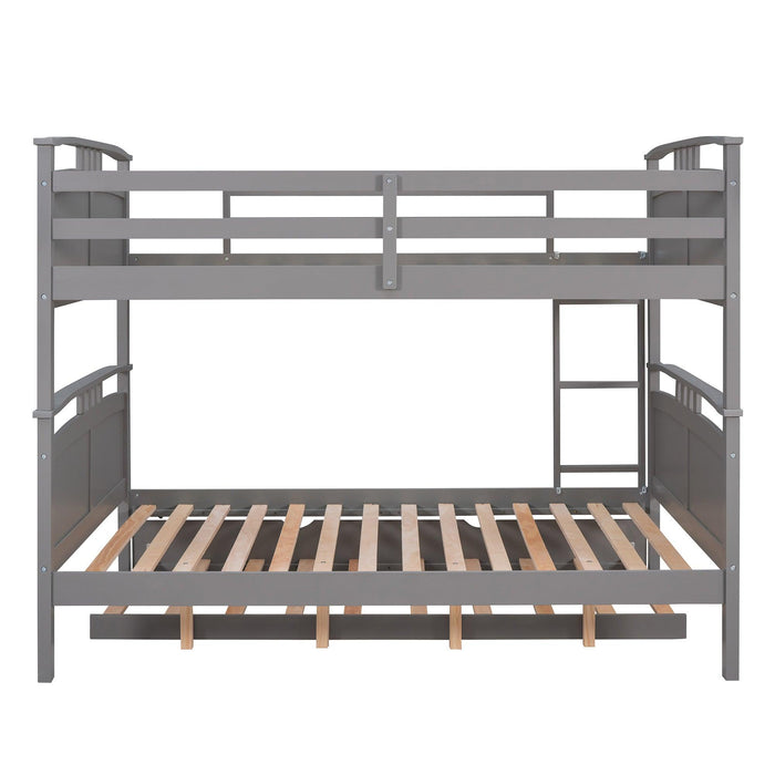 Full Over Full Convertible Bunk Bed into Beds with Twin Size Trundle - Gray