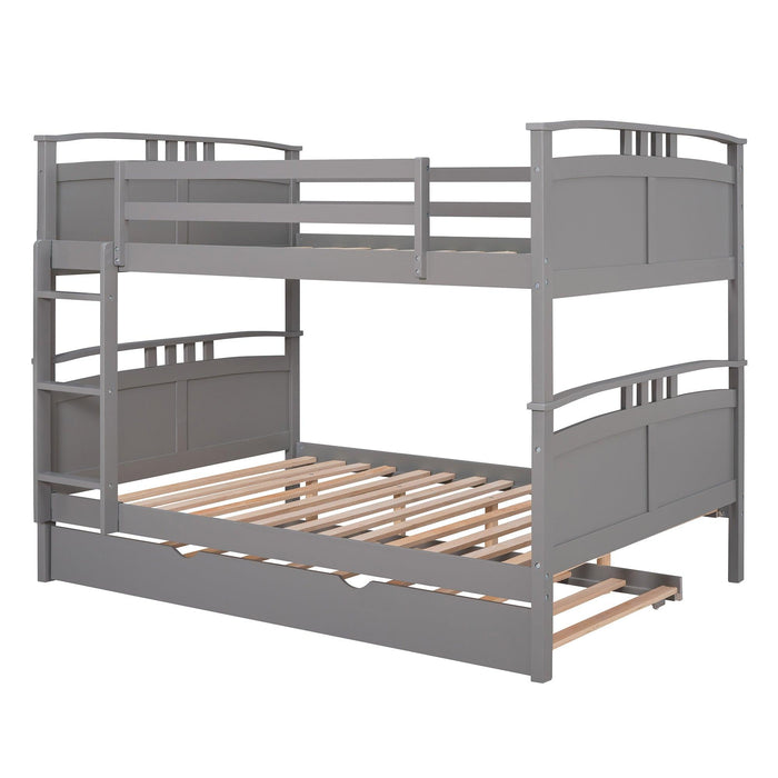 Full Over Full Convertible Bunk Bed into Beds with Twin Size Trundle - Gray