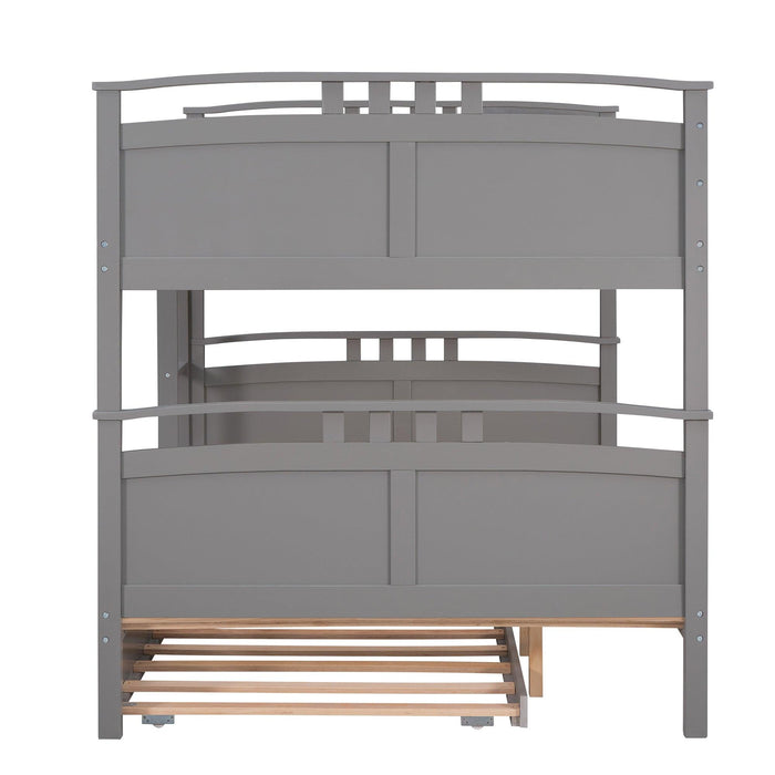 Full Over Full Convertible Bunk Bed into Beds with Twin Size Trundle - Gray