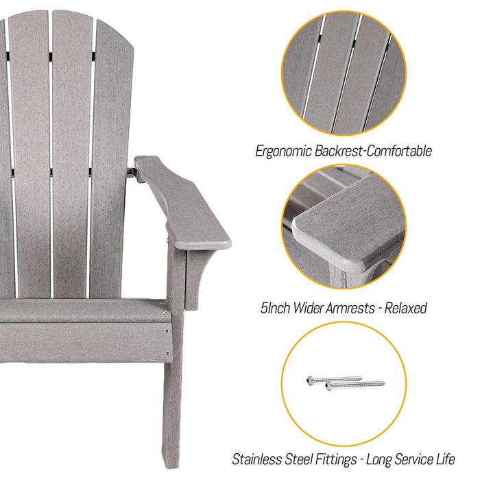 Outdoor Weather Resistant Adirondack Chair in Gray Color