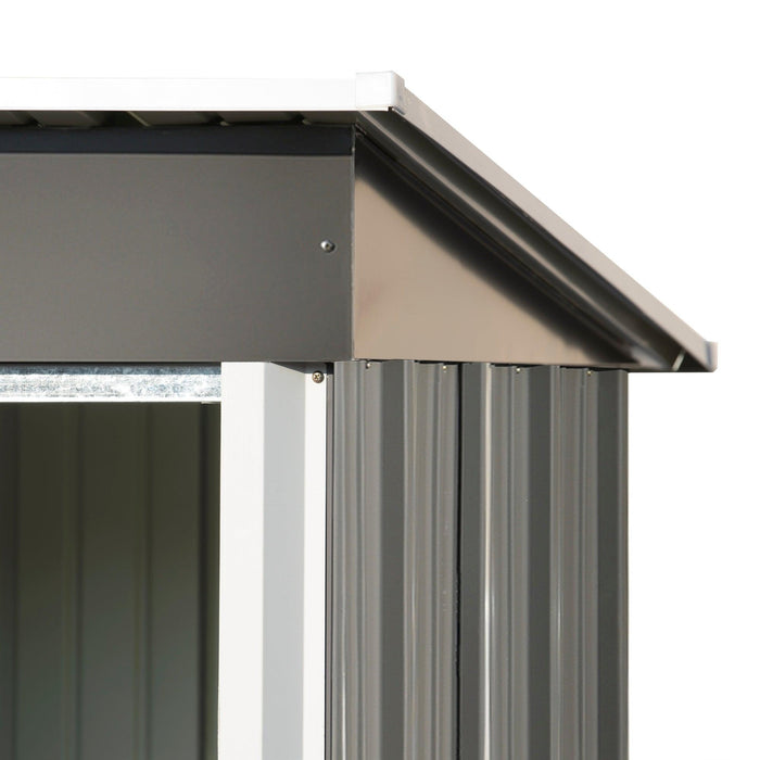 5ft x 3ft Outdoor Garden Metal Lean-to Shed with Metal Adjustable Shelf and Lockable Doors - Gray