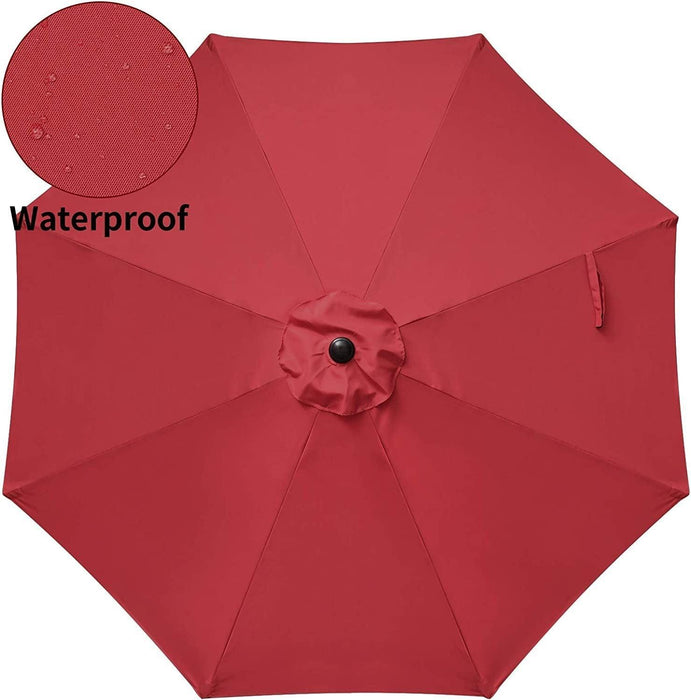 Simple Deluxe 9ft Outdoor Market Table Patio Umbrella with Button Tilt, Crank and 8 Sturdy Ribs for Garden - Red