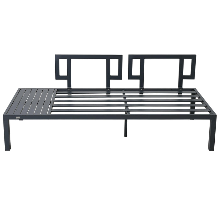 3 PCS Outdoor Aluminum Alloy Sectional Sofa Set with End Table, Coffee Table, and Gray Cushion