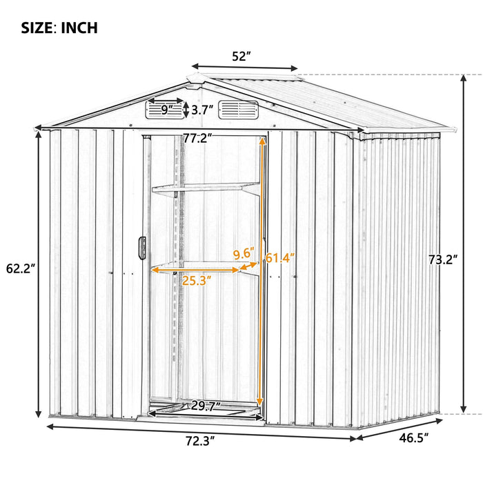 6ft x 4ft Outdoor Garden Lean-to Shed with Metal Adjustable Shelf and Lockable Doors - Gray