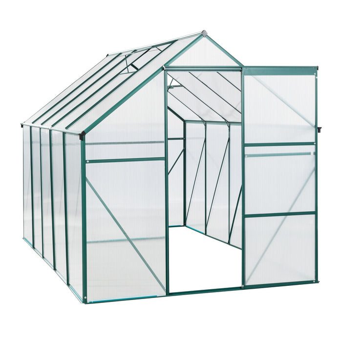 6ft x 10ft Walk-in Greenhouse with Heavy Duty Aluminum Frame and 4mm UV Polycarbonate Panels