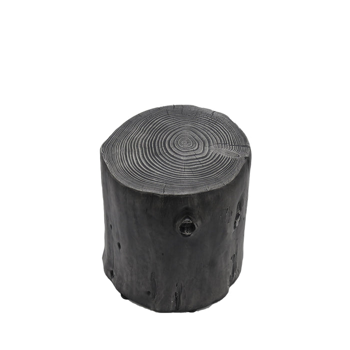 Outdoor Faux Wood Round Dark Gray Stump Side Coffee Table