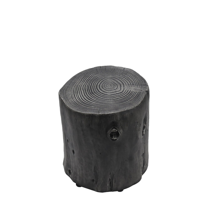 Outdoor Faux Wood Round Dark Gray Stump Side Coffee Table