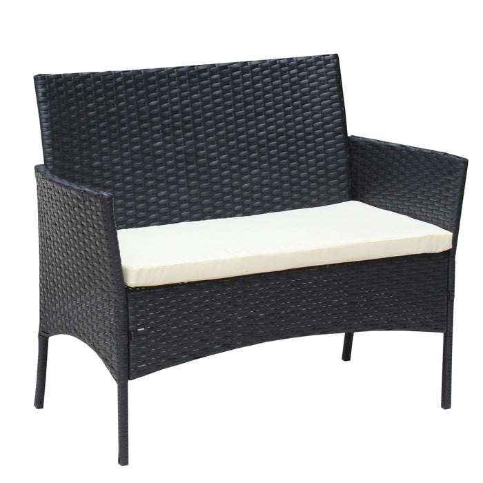 4 PCS Outdoor Patio Seating Group with Beige Cushioned Seat