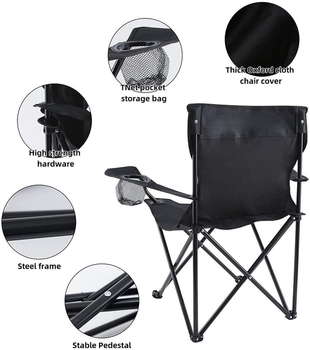 Portable Folding Large Black Camping Chair